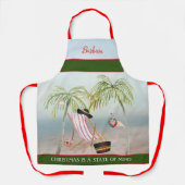 Tablier Christmas Think Beach Palm Trees Flamant rose (Recto)