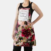 Tablier Chrysanthème romantique sur soie rose délicat (Insitu)