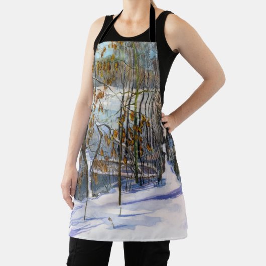 Tablier Chute de neige aquarelle peinture (Insitu)