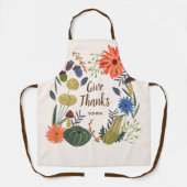 Tablier Chute du champignon floral mignonne Thanksgiving (Recto)