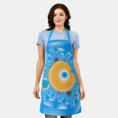 Tablier Ciel bleu avec nuages et pêche (Porté)