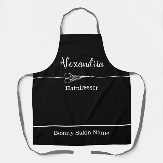 Tablier Ciseaux d'arbore sur mesure Nom du salon Uniforme (Recto)