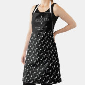 Tablier Ciseaux de barbier motif barbier blanc et noir (Insitu)