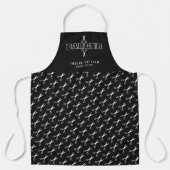 Tablier Ciseaux de barbier motif barbier blanc et noir (Recto)