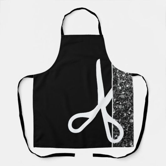 Tablier Ciseaux modernes Stylo cheveux noir (Recto)