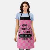 Tablier Citation de cuisine drôle rétro rose (Porté)