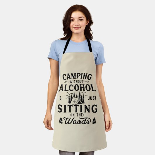 Tablier Citation d'équipe de camping et de boisson drôle (Porté)