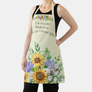 Tablier Citation drôle mignonne Aquarelle Tournesol Floral