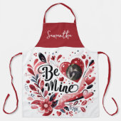 Tablier Citation romantique "Be Mine" Photo Coeur Rouge Bo (Recto)