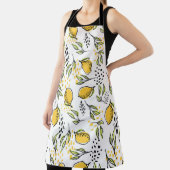 Tablier Citron, branches vertes : motif abstrait. (Insitu)