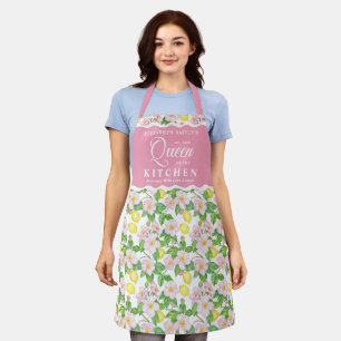 Tablier Citron Floral Rose Reine de la Cuisine