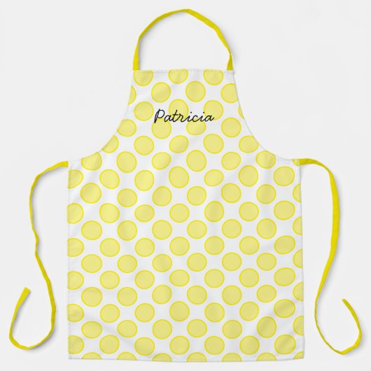 Tablier Citron Jaune Pois Personnalisé Nom Colorful Cadeau (Recto)