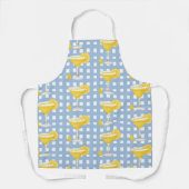 Tablier Citron jaune rétro Chèque bleu ciel (Recto)