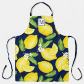 Tablier Citron Monogramme Citrus bleu marine (Recto)