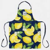 Tablier Citron Monogramme Citrus bleu marine (Recto)