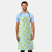 Tablier Citron Motif Aimer Bleu (Porté)