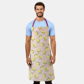 Tablier Citron Motif Love Peach (Porté)