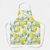 Tablier Citrons d'aquarelle jaune soleil | Monogramme (Recto)