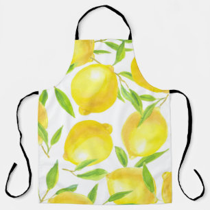 Tablier citrons et feuilles d'aquarelle : motif.