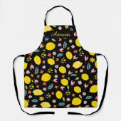 Tablier Citrons et fleurs, nom personnalisé (Recto)