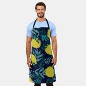 Tablier Citrons et motifs feuille (Porté)