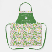 Tablier Citrons floraux roses Citrus Reine de la cuisine (Recto)