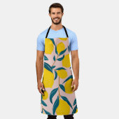 Tablier citrons illustrés : motif transparent rose (Porté)