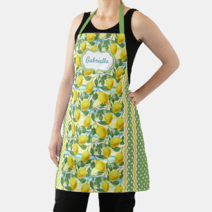 Tablier Citrons Jaunes Personnalisés Feuilles verts sur Sa