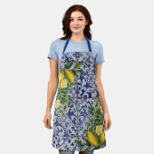 Tablier Citrons méditerranéens Carreaux portugais d'été (Porté)