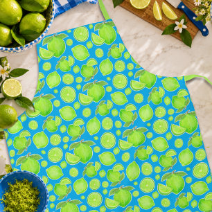 Tablier Citrons verts ludiques sur motif de fruits d'agrum