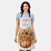 Tablier Citrouille avec Fleurs-Action de Grâce- (Porté)