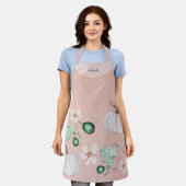 Tablier Citrouille blanc Et Fleurs Motif D'Aquarelle (Porté)