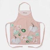 Tablier Citrouille blanc Et Fleurs Motif D'Aquarelle (Recto)