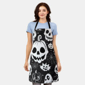 Tablier Citrouille blanc Jack-o'-lantern Halloween Apron (Porté)