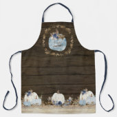 Tablier Citrouille bleu-bleu-blanc aquarelle Bois floral (Recto)