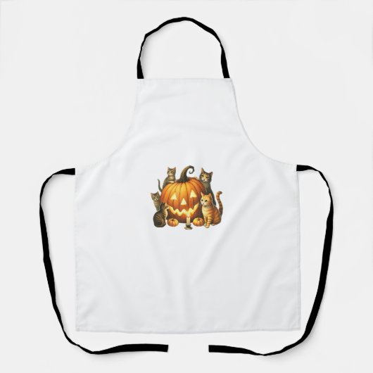 Tablier Citrouille Chat Halloween saison Éffrayante (Recto)