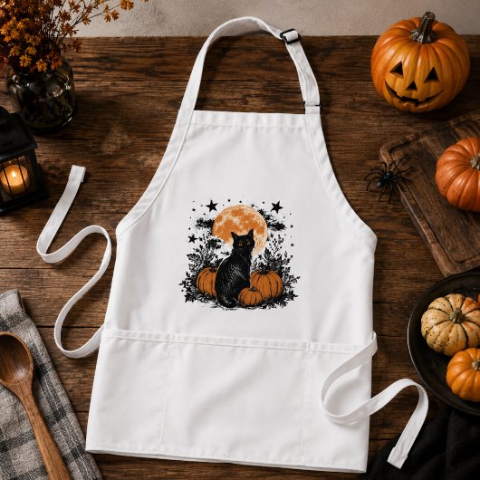 Tablier Citrouille Chat Noir Halloween