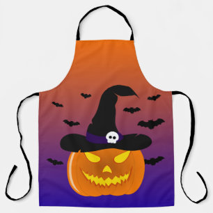Tablier Citrouille d’Halloween Jack o’ Casquette de sorciè