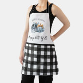 Tablier Citrouille d'aquarelle bleu Buffalo Plaid (Insitu)