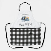 Tablier Citrouille d'aquarelle bleu Buffalo Plaid (Recto)