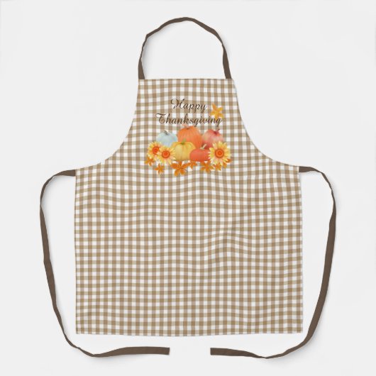 Tablier Citrouille d'automne En vichy Brown (Recto)