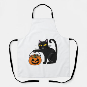 Tablier Citrouille de Jack O' Lantern de chat noir d'Hallo