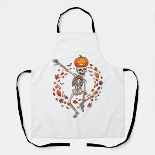 Tablier Citrouille de tête de squelette dansant Halloween 