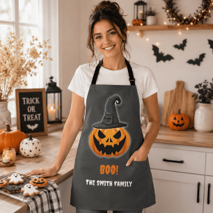 Tablier Citrouille d'Halloween “BOO!” – Nom personnalisé