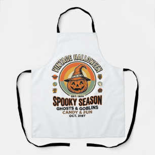 Tablier Citrouille d'Halloween Chapeau de Sorcière Vintage