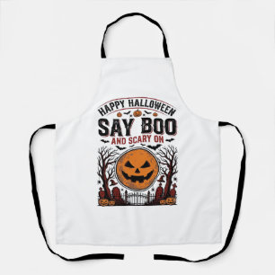 Tablier Citrouille d'Halloween dit Boo Épouvantable Vintag