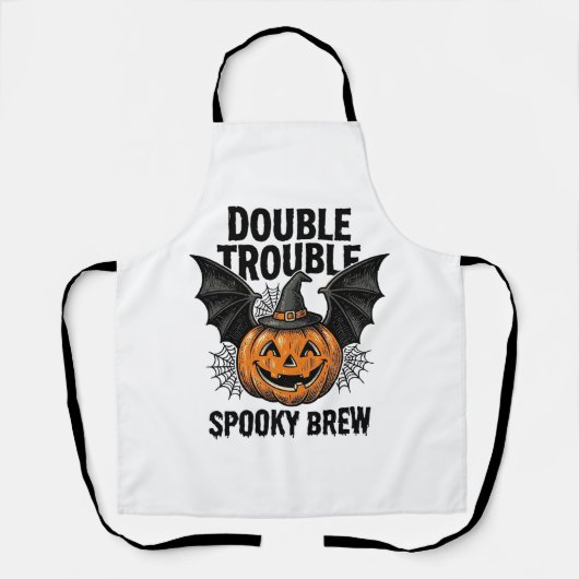 Tablier Citrouille d'Halloween Sorcière Double Ennui Desig (Recto)