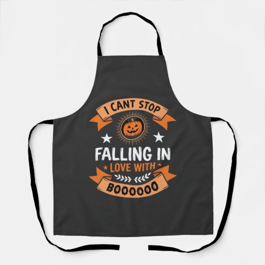 Tablier Citrouille d'Halloween Tombe en Amour (Recto)