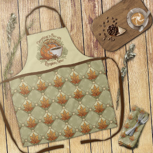 Tablier Citrouille épice, feuilles d'automne et étoiles Mo