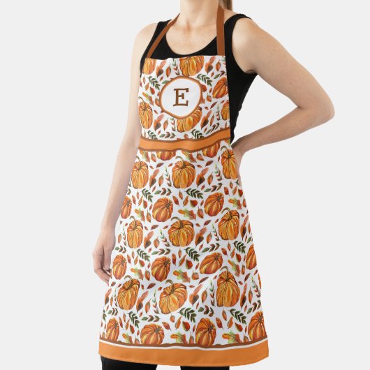 Tablier Citrouille Et Feuille D'Automne Monogramme (Insitu)